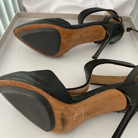 LAMB Sz 7 Serena Point Toe T-Strap Pump Black - Picture 3 of 8